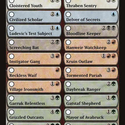 Innistrad Checklist [Innistrad Tokens]