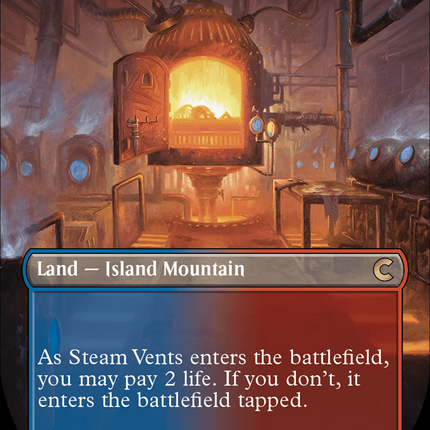 Steam Vents (Borderless) [Ravnica: Clue Edition]