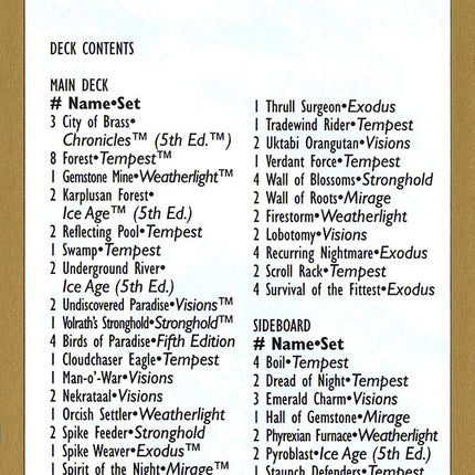 Brian Selden Decklist [World Championship Decks 1998]