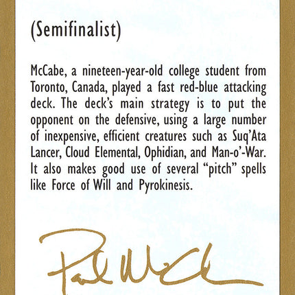 Paul McCabe Bio [World Championship Decks 1997]