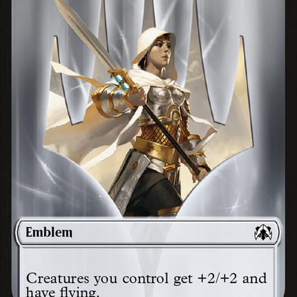 Warrior // Elspeth, Sun's Champion Emblem Double-Sided Token [March of the Machine Commander Tokens]