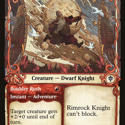 Rimrock Knight // Boulder Rush (Showcase) [Throne of Eldraine]