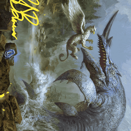 Horned Loch-Whale Art Card (Gold-Stamped Signature) [Wilds of Eldraine Art Series]