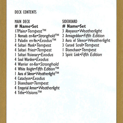 Brian Hacker Decklist [World Championship Decks 1998]