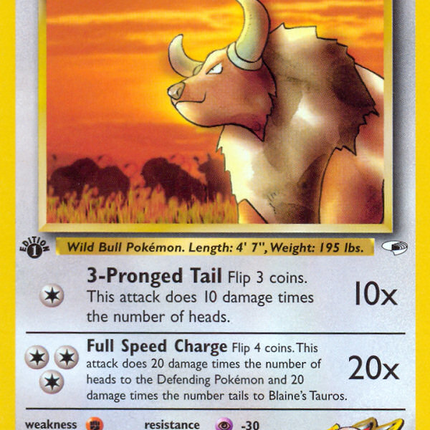Blaine's Tauros (64/132) [Gym Heroes 1st Edition]