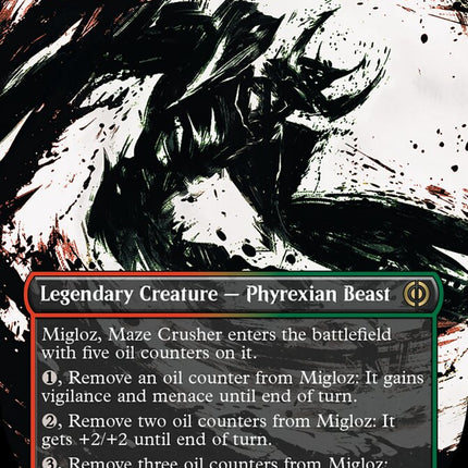 Migloz, Maze Crusher (Borderless Ichor Step-and-Compleat Foil) [Phyrexia: All Will Be One]