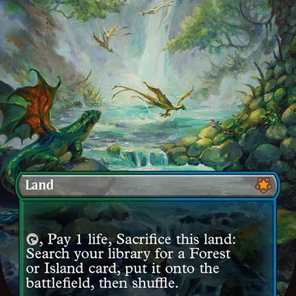 Misty Rainforest (Borderless) (Dragonscale Foil) [Tarkir: Dragonstorm Special Guests]