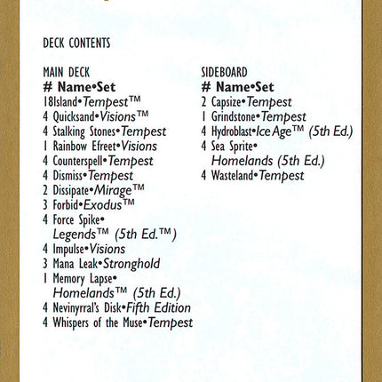 Randy Buehler Decklist [World Championship Decks 1998]