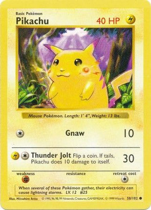 Pikachu (58/102) (Red Cheeks Misprint) [Base Set Shadowless Unlimited]