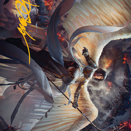 Serra Faithkeeper Art Card (Gold-Stamped Signature) [March of the Machine Art Series]