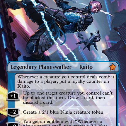 Kaito, Cunning Infiltrator (Borderless) (Mana Foil) [Foundations]