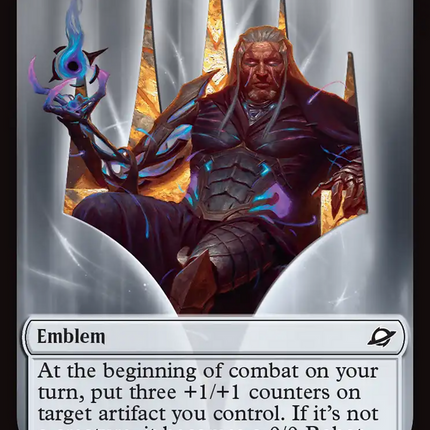 Robot // Emblem - Tezzeret, Cruel Captain Double-Sided Token [Edge of Eternities Tokens]