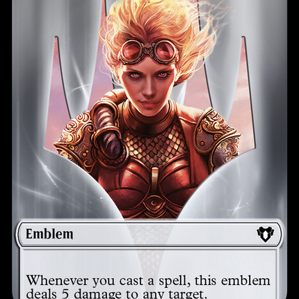 Chandra, Torch of Defiance Emblem // Wizard Double-Sided Token [Commander Masters Tokens]